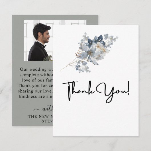 Rustikale Wasserfarben-Illustration Florale Anordn Dankeskarte (Vorne/Hinten)