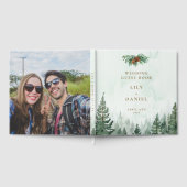 Rustikale Wasserfarben-Kiefernwald-Foto-Hochzeit Gästebuch (Voll)