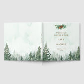 Rustikale Wasserfarben-Kiefernwald-Hochzeit Gästebuch (Voll)