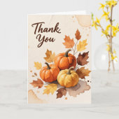Rustikale Wasserfarben-Kürbis-Herbst-Dankeskarte Karte (Gelbe Blume)