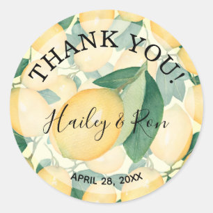 Rustikale Wasserfarben Lemons Grüne DANKE Runder Aufkleber