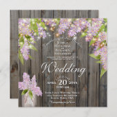 Rustikale Wasserfarben Lilacs Barn Wood Square Hoc Einladung (Vorne/Hinten)