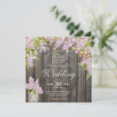Rustikale Wasserfarben Lilacs Barn Wood Square Hoc Einladung (Stehend Vorderseite)