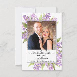 Rustikale Wasserfarben Lilacs & Foto Einfache Hoch Save The Date