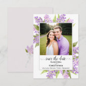 Rustikale Wasserfarben Lilacs & Foto Einfache Hoch Save The Date (Vorne/Hinten)