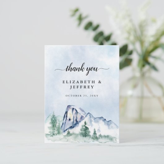 Rustikale Wasserfarben Pine Danke Karte (Stehend Vorderseite)