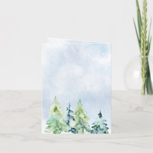 Rustikale Wasserfarben Pine Danke Karte (Rückseite)