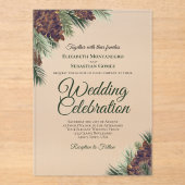 Rustikale Wasserfarben Pinecones Rustikale Hochzei Acryleinladungen (Vorderseite)