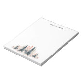 Rustikale Wasserfarben Pinienbäume Personalisiert Notizblock (Rotiert)