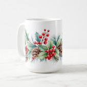 Rustikale Wasserfarben-Randgestaltung Kaffeetasse (Vorderseite Links)