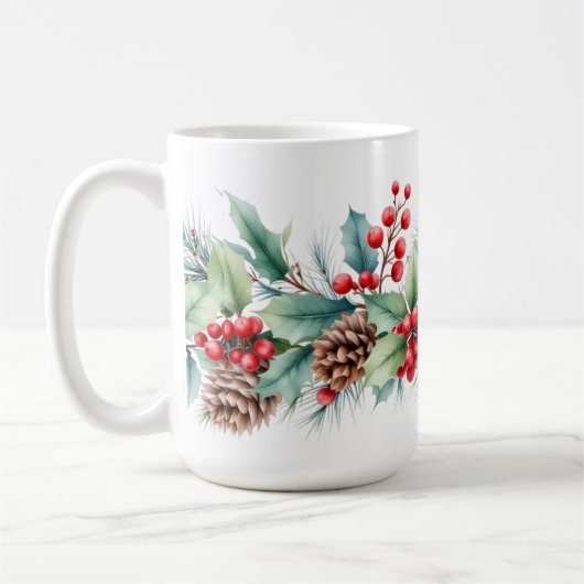 Rustikale Wasserfarben-Randgestaltung Kaffeetasse (Links)