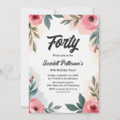 Rustikale Wasserfarben Sommer 40. Geburtstag Einladung (Vorderseite)