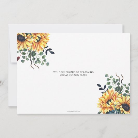 Rustikale Wasserfarben Sonnenblume, die wir versch Ankündigung (Rückseite)