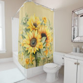 Rustikale Wasserfarben Sonnenblumen Duschvorhang (Beispiel)