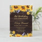 Rustikale Wasserfarben Sonnenblumen Geburtstag Einladung (Stehend Vorderseite)