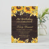 Rustikale Wasserfarben Sonnenblumen Geburtstag Einladung (Stehend Vorderseite)