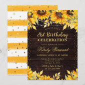 Rustikale Wasserfarben Sonnenblumen Geburtstag Einladung (Vorne/Hinten)