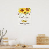 Rustikale Wasserfarben Sonnenblumen Hochzeitssomme Poster (Küche)