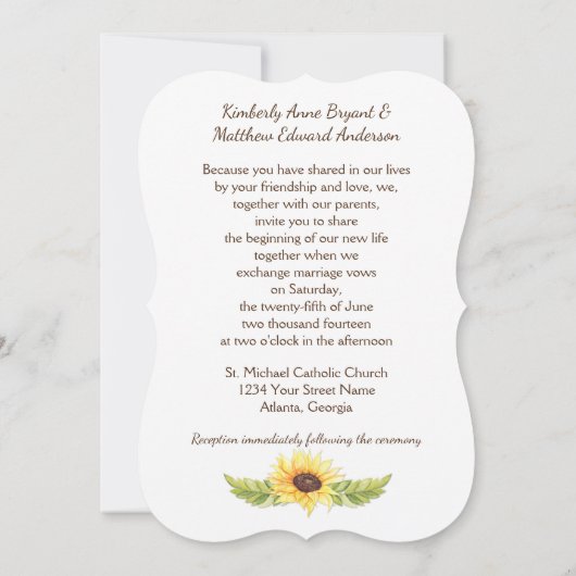 Rustikale Wasserfarben Sonnenblumen Langhornkuh Sc Einladung (Rückseite)