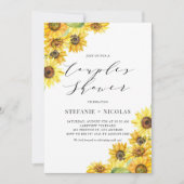 Rustikale Wasserfarben Sonnenblumen Paare Dusche Einladung (Vorderseite)