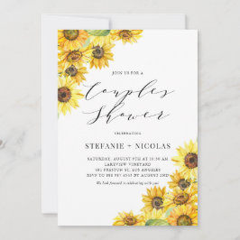Rustikale Wasserfarben Sonnenblumen Paare Dusche Einladung
