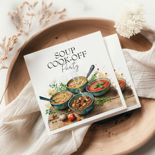 Rustikale Wasserfarben-Soup-Koch-Wettbewerb-Party- Serviette