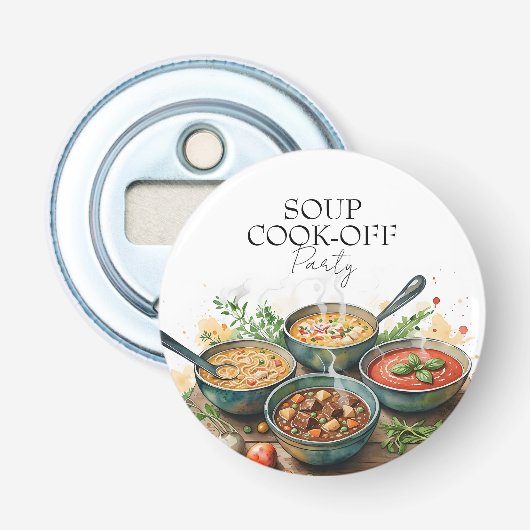 Rustikale Wasserfarben-Soup-Koch-Wettbewerb-Potluc Flaschenöffner (Vorderseite)