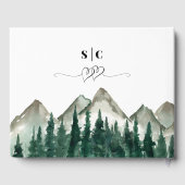 Rustikale Wasserfarben und Pinienbäume Hochzeit Gästebuch (Rückseite)