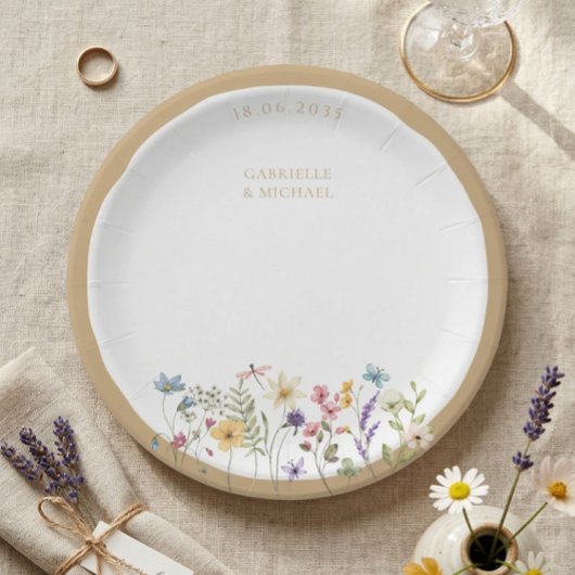 Rustikale Wasserfarben-Wildblumen-Hochzeitsplatten Pappteller