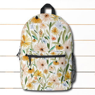Rustikale Wasserfarben Wilde Blume Bedruckter Rucksack