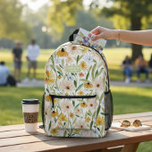 Rustikale Wasserfarben Wilde Blume Personalisierte Bedruckter Rucksack