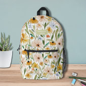 Rustikale Wasserfarben Wilde Blume Personalisierte Bedruckter Rucksack