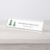 Rustikale Wasserfarbenbaume Wälder Personalisiert Schreibtischnamensplakette (Vorderseite )