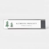 Rustikale Wasserfarbenbaume Wälder Personalisiert Schreibtischnamensplakette (Vorderseite )