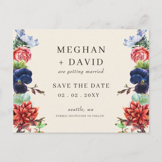 Rustikale Wasserfarbenblüte Blumenzehen Ankündigungspostkarte (Vorderseite)