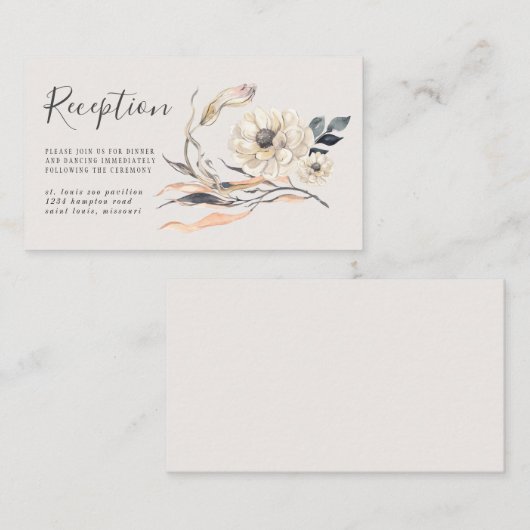 Rustikale, wasserfarbene Blume Hochzeitsempfang Begleitkarte (Vorne/Hinten)