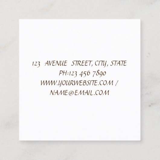 Rustikale, wasserfarbene Olivenzweige, handgeferti Quadratische Visitenkarte (Rückseite)