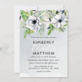 Rustikale Wasserfarbeneis Blaue Blütenblütenhochze Einladung (Vorderseite)