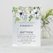 Rustikale Wasserfarbeneis Blaue Blütenblütenhochze Einladung (Stehend Vorderseite)