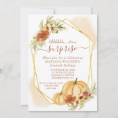 Rustikale Wasserfarbenfallen Pumpkin Überraschung Einladung (Vorderseite)