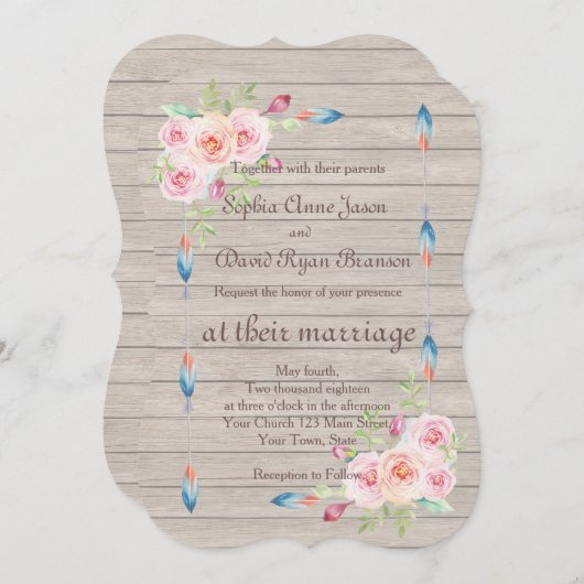 Rustikale Wasserfarbenfloralwochenende einladen Einladung (Vorne/Hinten)