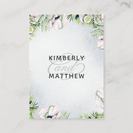 Rustikale Wasserfarbenfrohe Hochzeit mit blauer Na Begleitkarte (Rückseite)