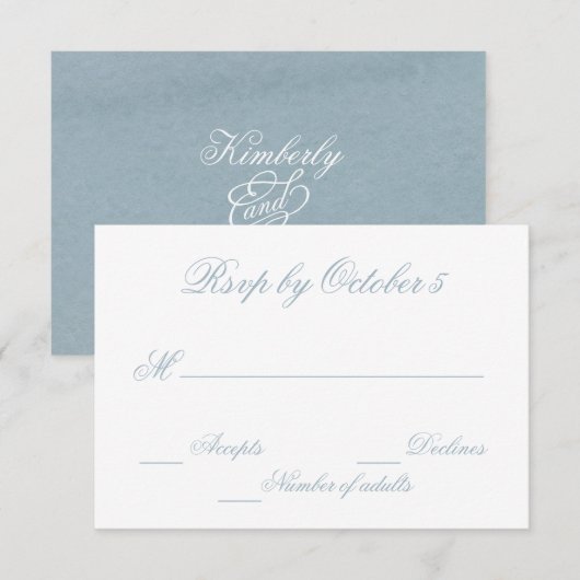 Rustikale Wasserfarbenfrohe Hochzeit mit Blauer Na RSVP Karte (Vorne/Hinten)