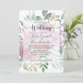 Rustikale Wasserfarbenfrohe Rose Blumenzehen Einladung (Stehend Vorderseite)