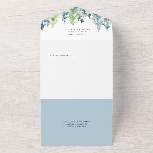 Rustikale Wasserfarbengebirge All In One Einladung (Außenbereich)