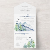 Rustikale Wasserfarbengebirge All In One Einladung (Innen Boden)