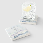 Rustikale Wasserfarbengebirge Hochzeit im Freien P Steinuntersetzer (Seitenansicht)