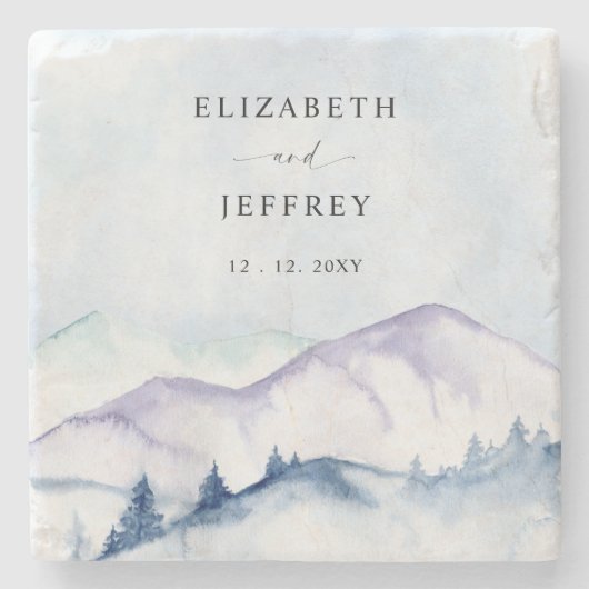 Rustikale Wasserfarbengebirge Hochzeit im Freien P Steinuntersetzer (Vorderseite)