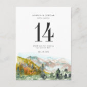 Rustikale Wasserfarbengebirge Hochzeitgebirge Tisc Postkarte (Vorderseite)