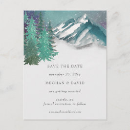 Rustikale Wasserfarbengebirge Pine Save the Date Ankündigungspostkarte